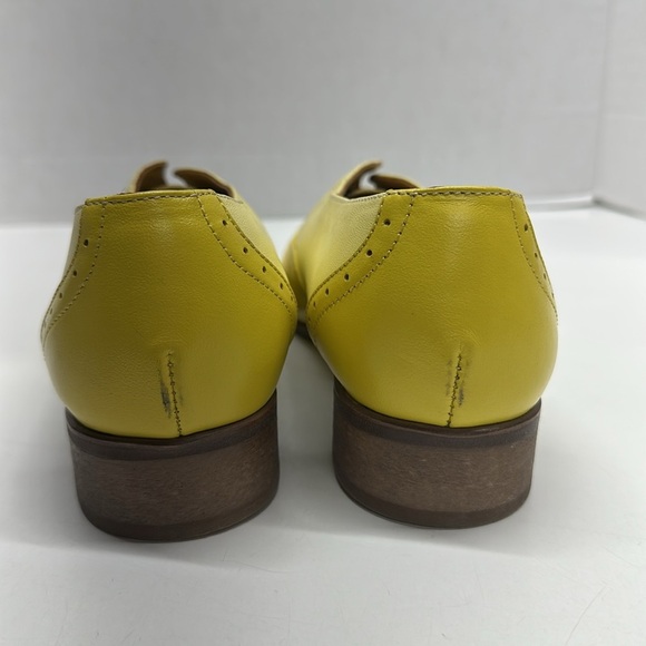 Julia Bo Pershing Laceless Oxfords Brogue Shoes Leather Yellow Size 43 US 12 - Picture 4 of 9